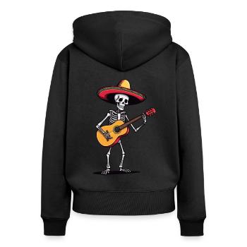 Mexican Mariachi Guitar Skeleton Fiesta - Women's Premium Organic Zip Hoodie - black - Back - Julia (174cm)