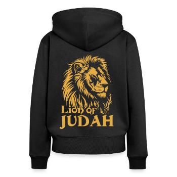Löwe von Juda Jesus Christus Christ Lion de Juda - Sweat à capuche zippé Premium bio Femme - noir - Dos - Julia (174cm)