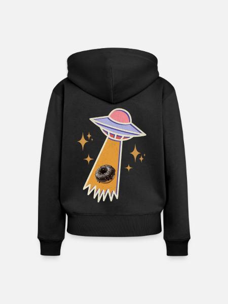 Ufo Donut - Frauen Premium Bio Zip Hoodie - Schwarz