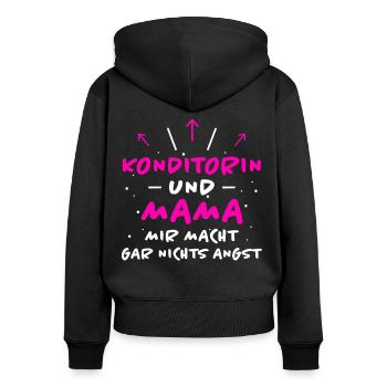 Konditorin Spruch Backen Witz Konditorin Geschenk - Frauen Premium Bio Zip Hoodie - Schwarz - Hinten - Julia (174cm)