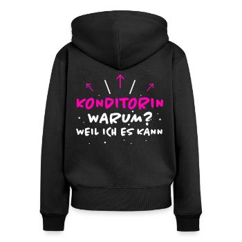 Konditorin Spruch Backen Witz Konditorin Geschenk - Frauen Premium Bio Zip Hoodie - Schwarz - Hinten - Julia (174cm)