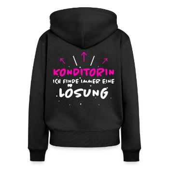 Konditorin Spruch Backen Witz Konditorin Geschenk - Frauen Premium Bio Zip Hoodie - Schwarz - Hinten - Julia (174cm)
