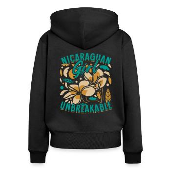 Nicaragua Nicaragisch - Frauen Premium Bio Zip Hoodie - Schwarz - Hinten - Julia (174cm)