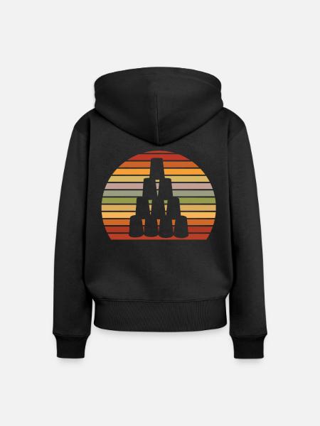 Stapeln Von Bechern Speed Stacker - Frauen Premium Bio Zip Hoodie - Schwarz