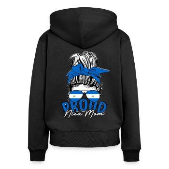 Nicaragua Nicaragisch Proud Nica Mom - Frauen Premium Bio Zip Hoodie - Schwarz - Hinten - Julia (174cm)