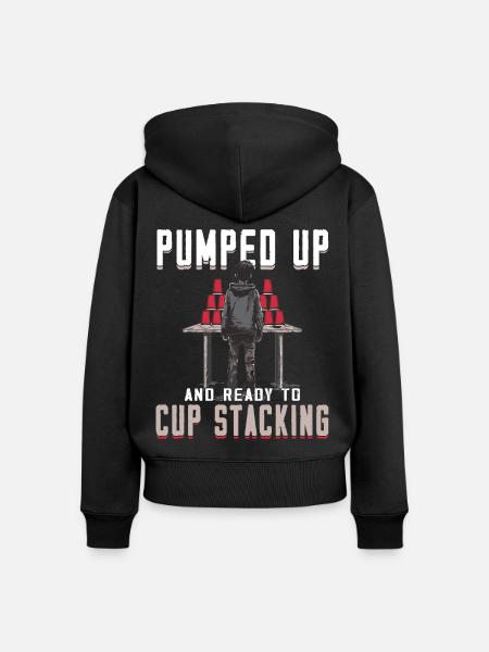 Stapeln Von Bechern Speed Stacker - Frauen Premium Bio Zip Hoodie - Schwarz