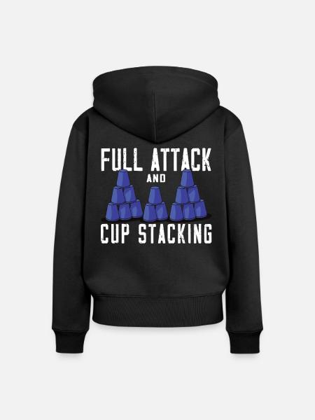Stapeln Von Bechern Speed Stacker - Frauen Premium Bio Zip Hoodie - Schwarz