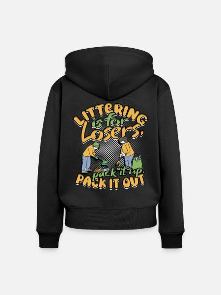 Umweltschützer Recyceln - Frauen Premium Bio Zip Hoodie - Schwarz