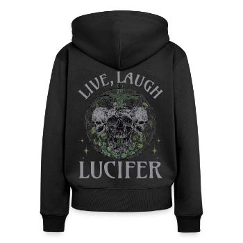 Live Love Luzifer Goth Festival Death Metal - Frauen Premium Bio Zip Hoodie - Schwarz - Hinten - Julia (174cm)