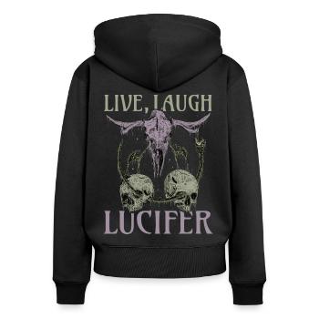 Live Love Luzifer Goth Festival Death Metal - Frauen Premium Bio Zip Hoodie - Schwarz - Hinten - Julia (174cm)