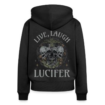 Live Love Luzifer Goth Festival Death Metal - Frauen Premium Bio Zip Hoodie - Schwarz - Hinten - Julia (174cm)