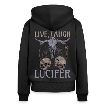 Live Love Luzifer Goth Festival Death Metal - Frauen Premium Bio Zip Hoodie - Schwarz - Hinten - Julia (174cm)