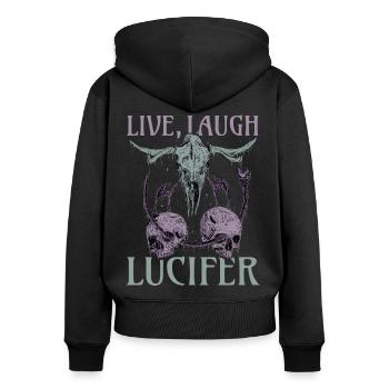 Live Love Luzifer Goth Festival Death Metal - Frauen Premium Bio Zip Hoodie - Schwarz - Hinten - Julia (174cm)