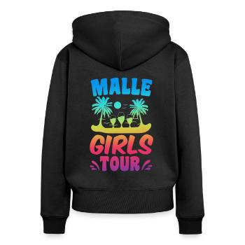 Visite des filles de Malle - Sweat à capuche zippé Premium bio Femme - noir - Dos - Julia (174cm)