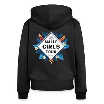Visite des filles de Malle - Sweat à capuche zippé Premium bio Femme - noir - Dos - Julia (174cm)