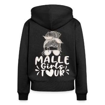 Visite des filles de Malle - Sweat à capuche zippé Premium bio Femme - noir - Dos - Julia (174cm)