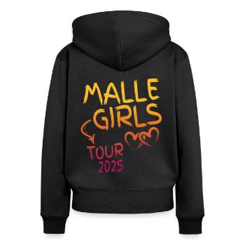 Malle Girls Tour 2025 - Frauen Premium Bio Zip Hoodie - Schwarz - Hinten - Julia (174cm)