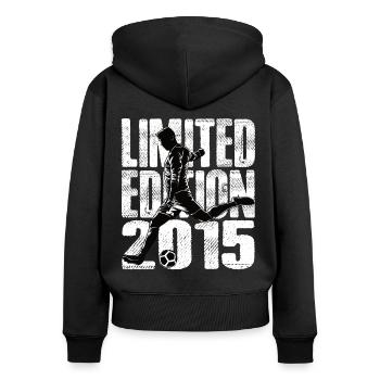 Limited Edition 2015 Limited Edition Fußball - Frauen Premium Bio Zip Hoodie - Schwarz - Hinten - Julia (174cm)