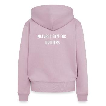 Wandern - Natures Gym for Quitters - Frauen Premium Bio Zip Hoodie - Altrosa - Hinten - Julia (174cm)