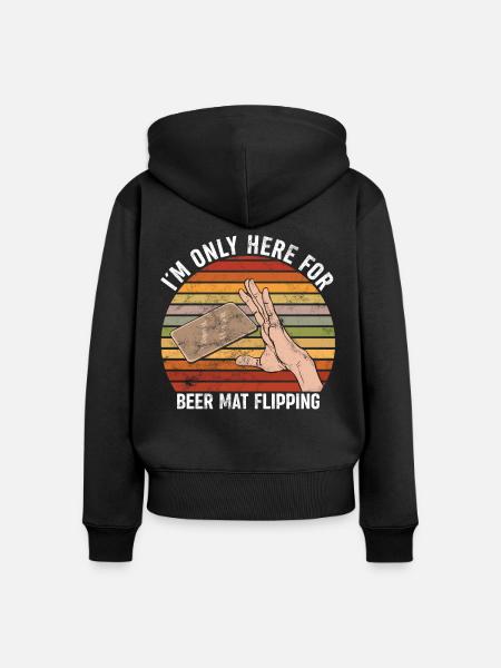 Bierdeckel Umdrehen Spiel - Frauen Premium Bio Zip Hoodie - Schwarz