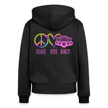 Bingo Player Peace Love Bingo - Women's Premium Organic Zip Hoodie - black - Back - Julia (174cm)
