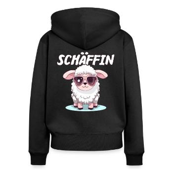 Schäffin | Beste Chefin | Kollegen Geschenk - Frauen Premium Bio Zip Hoodie - Schwarz - Hinten - Julia (174cm)