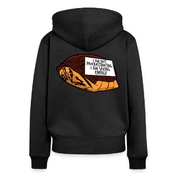 Tortue procrastinante Procrastinateurs - Sweat à capuche zippé Premium bio Femme - noir - Dos - Julia (174cm)