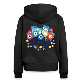 Joueur de bingo Bingo Gang - Sweat à capuche zippé Premium bio Femme - noir - Dos - Julia (174cm)