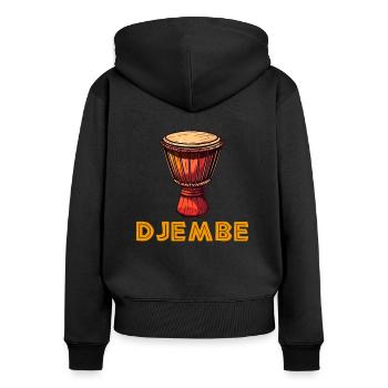Djembé Tambours Africains - Sweat à capuche zippé Premium bio Femme - noir - Dos - Julia (174cm)
