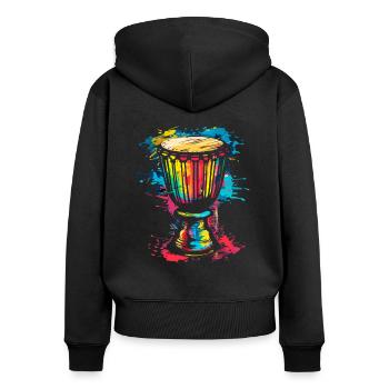 djembe african drums - Frauen Premium Bio Zip Hoodie - Schwarz - Hinten - Julia (174cm)