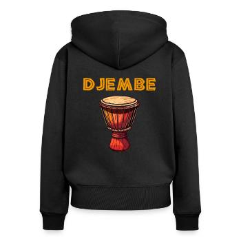 Djembé Tambours Africains - Sweat à capuche zippé Premium bio Femme - noir - Dos - Julia (174cm)