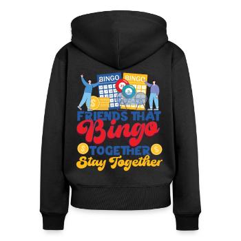 Bingo Player Friends Buddies - Frauen Premium Bio Zip Hoodie - Schwarz - Hinten - Julia (174cm)