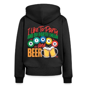 Joueur de bingo bière que j’aime faire la fête - Sweat à capuche zippé Premium bio Femme - noir - Dos - Julia (174cm)
