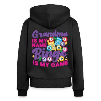 Joueur de bingo Grand-mère Grand-mère est mon - Sweat à capuche zippé Premium bio Femme - noir - Dos - Julia (174cm)