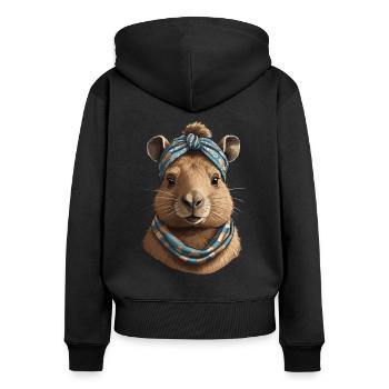 Drôle Capymama Capybara Maman - Sweat à capuche zippé Premium bio Femme - noir - Dos - Julia (174cm)