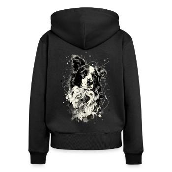 Border Collie Schäferhund | Hütehund - Frauen Premium Bio Zip Hoodie - Schwarz - Hinten - Julia (174cm)