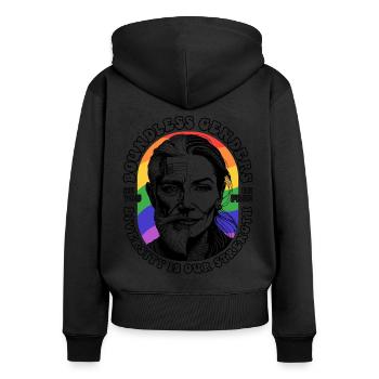 LGBTQIA+ Pride T-Shirt: Unity in Diversity - Women's Premium Organic Zip Hoodie - black - Back - Julia (174cm)
