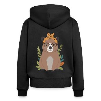 Drôle Capymama Capybara Maman - Sweat à capuche zippé Premium bio Femme - noir - Dos - Julia (174cm)
