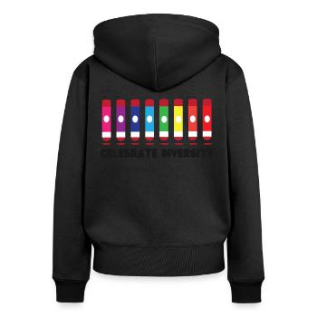 Bingo Player Celebrate Diversity - Frauen Premium Bio Zip Hoodie - Schwarz - Hinten - Julia (174cm)