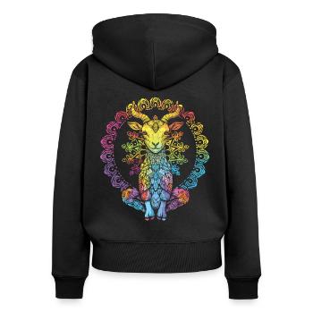 Ziegen-yoga-meditation, Yoga-kurs, Yoga - Frauen Premium Bio Zip Hoodie - Schwarz - Hinten - Julia (174cm)