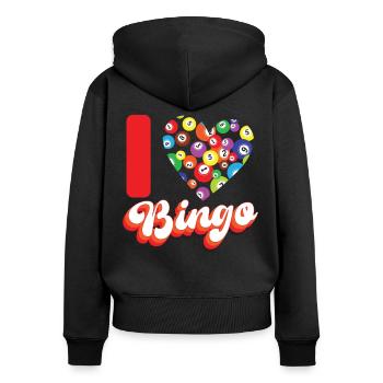 Bingo Player Heart I Love Bingo - Women's Premium Organic Zip Hoodie - black - Back - Julia (174cm)