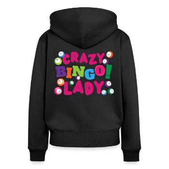 Joueur de bingo Crazy Bingo Lady - Sweat à capuche zippé Premium bio Femme - noir - Dos - Julia (174cm)