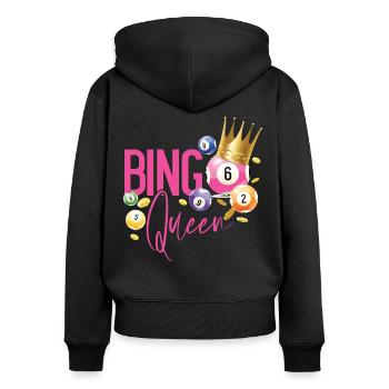 Bingo Player Queen Bingo Queen - Frauen Premium Bio Zip Hoodie - Schwarz - Hinten - Julia (174cm)