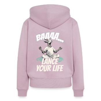 Ziegen-yoga-meditation, Yoga-kurs, Yoga - Frauen Premium Bio Zip Hoodie - Altrosa - Hinten - Julia (174cm)