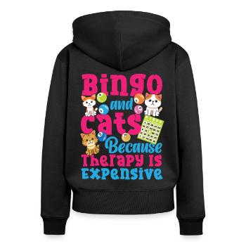 Bingo Player Cat Bingo And Cats - Frauen Premium Bio Zip Hoodie - Schwarz - Hinten - Julia (174cm)
