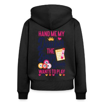 Bingo Player Queen Hand Me My - Frauen Premium Bio Zip Hoodie - Schwarz - Hinten - Julia (174cm)