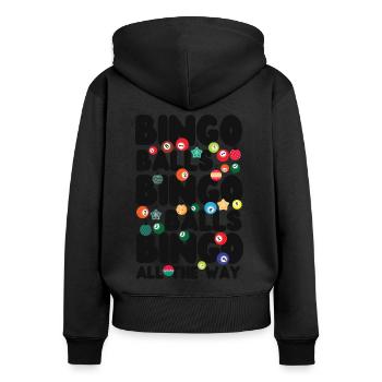 Boules de bingo de Noël Bingo Player - Sweat à capuche zippé Premium bio Femme - noir - Dos - Julia (174cm)