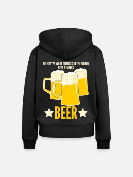 Beer Remains Beer - Frauen Premium Bio Zip Hoodie - Schwarz