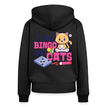 Bingo Player Cat I Love Bingo And - Women's Premium Organic Zip Hoodie - black - Back - Julia (174cm)