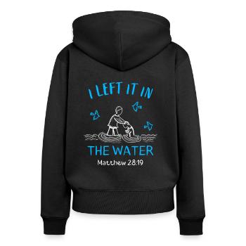 Christiche Taufe Bibel Vers Taufgeschenk - Frauen Premium Bio Zip Hoodie - Schwarz - Hinten - Julia (174cm)
